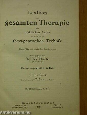 Lexikon der gesamten Therapie des praktischen Arztes mit Einschluss der therapeutischen Technik III. (töredék)