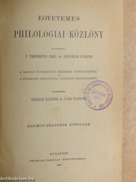 Egyetemes Philologiai Közlöny 1912.