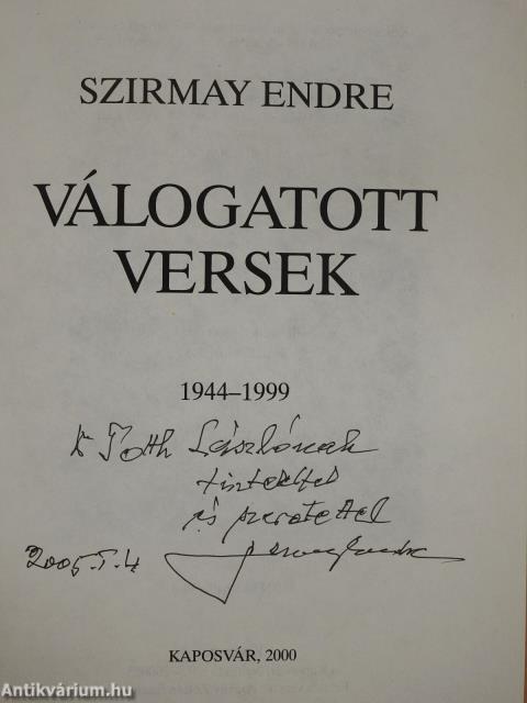 Válogatott versek 1944-1999 (dedikált példány)