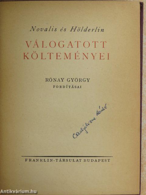 Novalis és Hölderlin válogatott költeményei (Dr. Castiglione László könyvtárából)