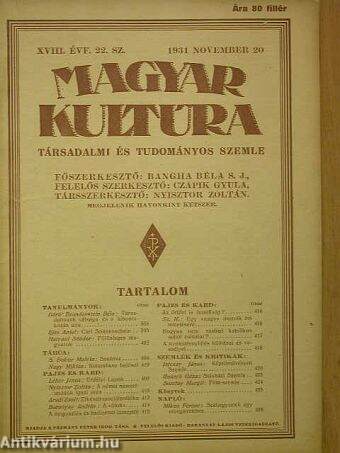 Magyar Kultúra 1931. november 20.