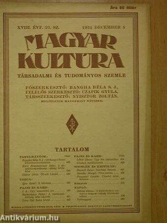 Magyar Kultúra 1931. december 5.