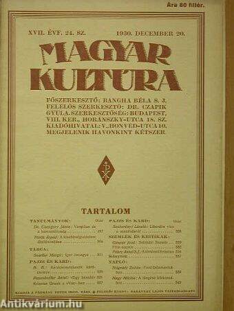 Magyar Kultúra 1930. december 20.