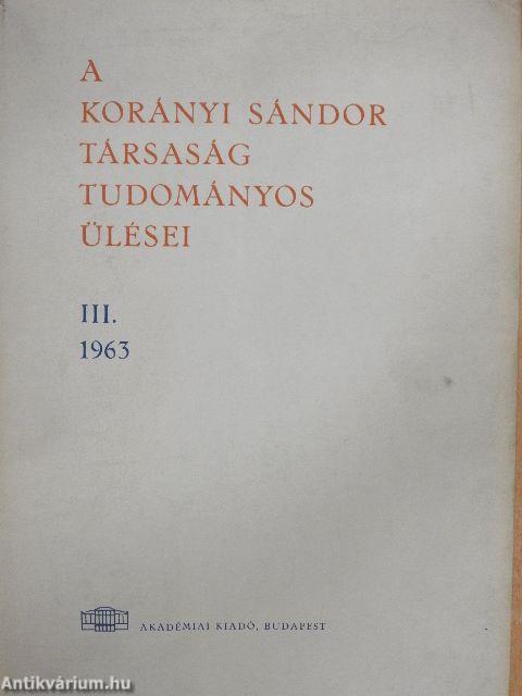 A Korányi Sándor Társaság tudományos ülései III.