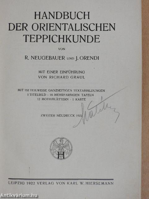 Handbuch der orientalischen Teppichkunde