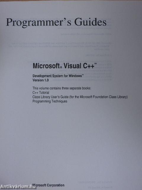 Microsoft Visual C++ - Programmer's Guides