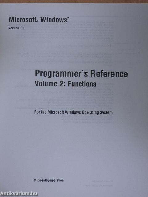 Microsoft Windows - Programmer's Reference 2: Functions