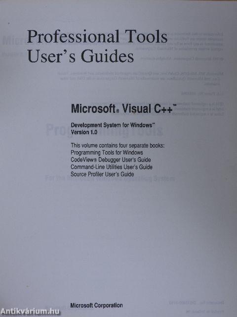 Microsoft Visual C++ - Professional Tools User's Guide