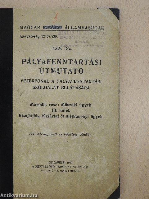 Pályafenntartási útmutató XXIV. 15/a. I-V.