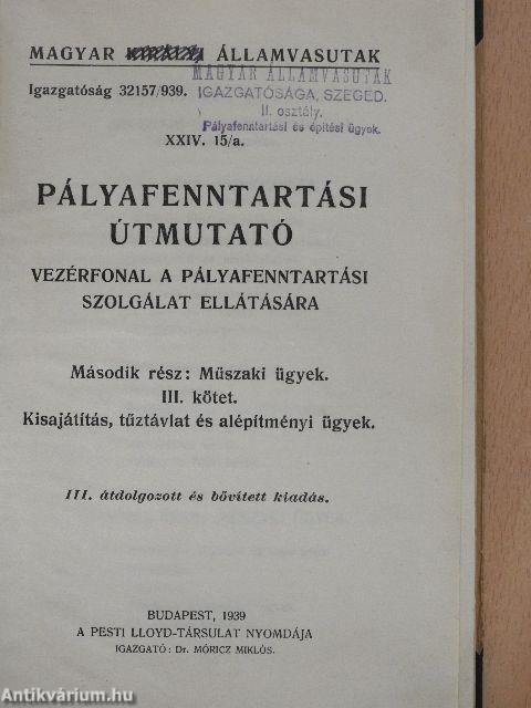 Pályafenntartási útmutató XXIV. 15/a. I-V.