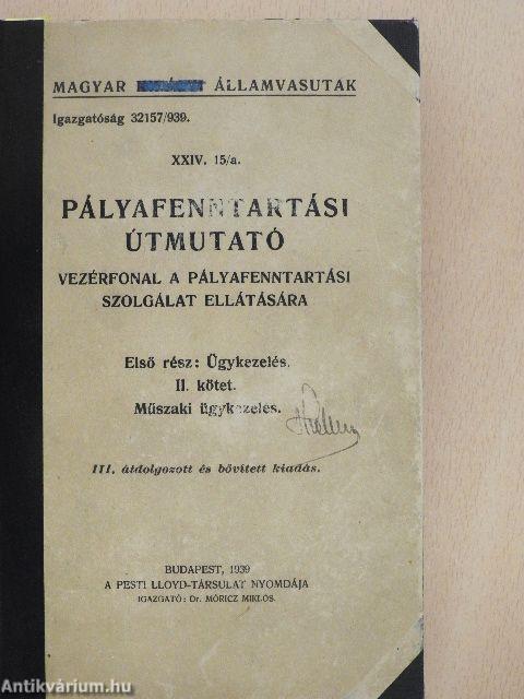 Pályafenntartási útmutató XXIV. 15/a. I-V.