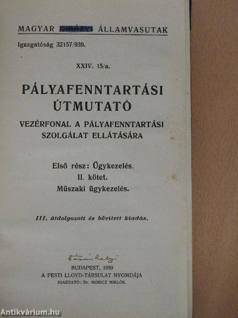 Pályafenntartási útmutató XXIV. 15/a. I-V.