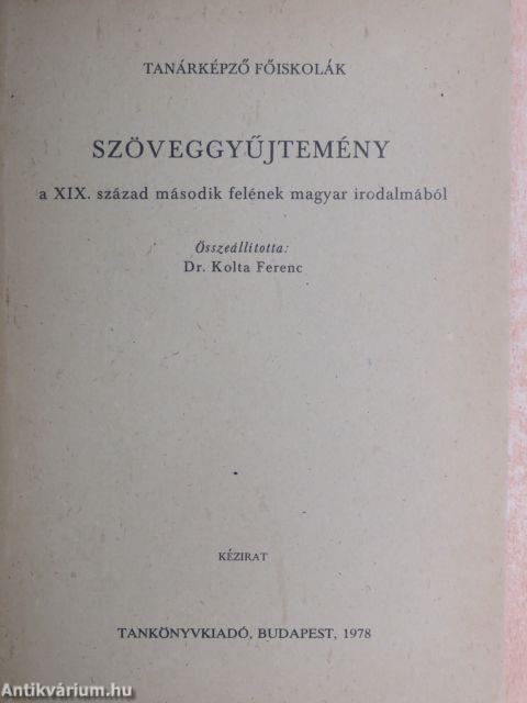 Szöveggyűjtemény a XIX. század második felének magyar irodalmából