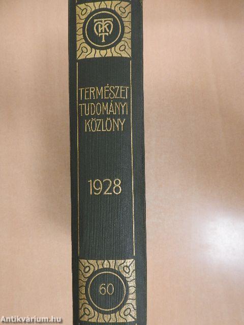 Természettudományi Közlöny 1928. január-december/Pótfüzetek a Természettudományi Közlönyhöz 1928. január-december