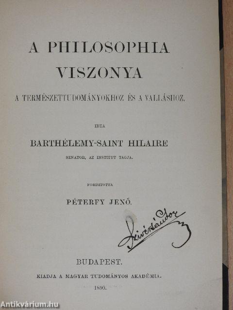 A philosophia viszonya a természettudományokhoz és a valláshoz