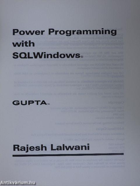 Power Programming with SQLWindows
