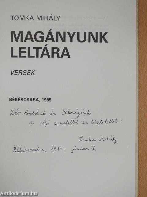 Magányunk leltára (dedikált példány)