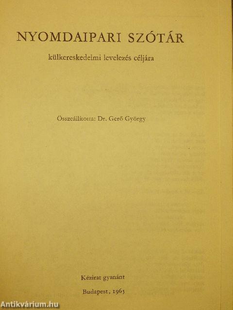 Nyomdaipari szótár