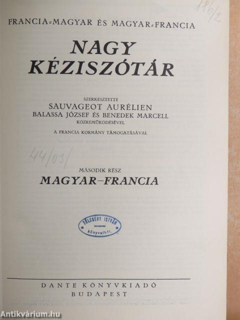 Francia-magyar és magyar-francia nagy kéziszótár II.