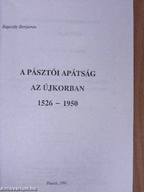 A pásztói apátság az újkorban 1526-1950