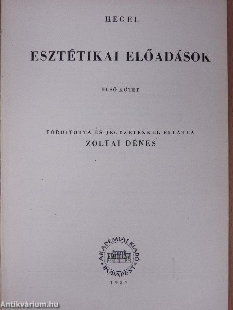 Esztétikai előadások I-III.