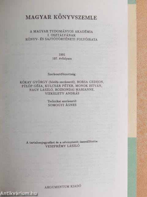 Magyar Könyvszemle 1991-1992/1-4.