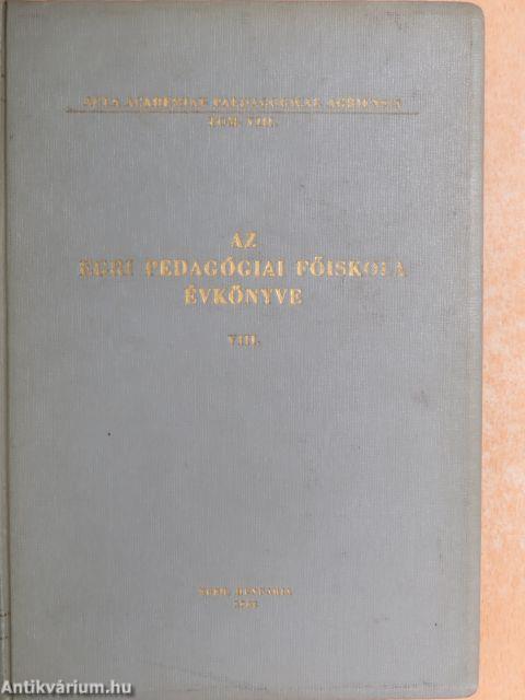 Az Egri Pedagógiai Főiskola Évkönyve 1962. VIII.