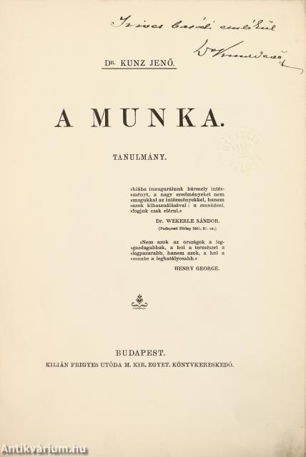 A munka (dedikált példány)