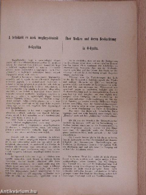 Felhőmegfigyelések Ó-Gyallán 1898-ban (rossz állapotú)