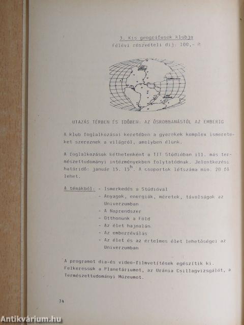 TIT Természettudományi Stúdió téli műsor 1986. január-március