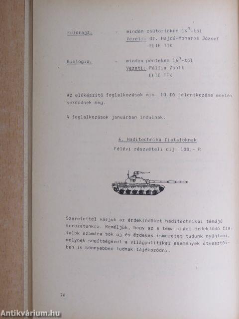 TIT Természettudományi Stúdió téli műsor 1986. január-március