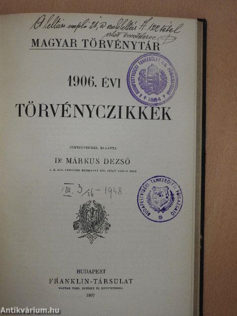 1906. évi törvényczikkek