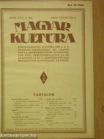 Magyar Kultúra 1930. február 5.