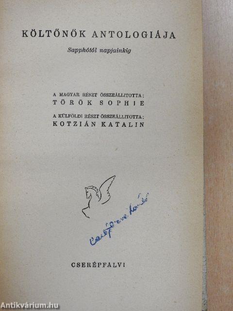 Költőnők antológiája (Dr. Castiglione László könyvtárából)