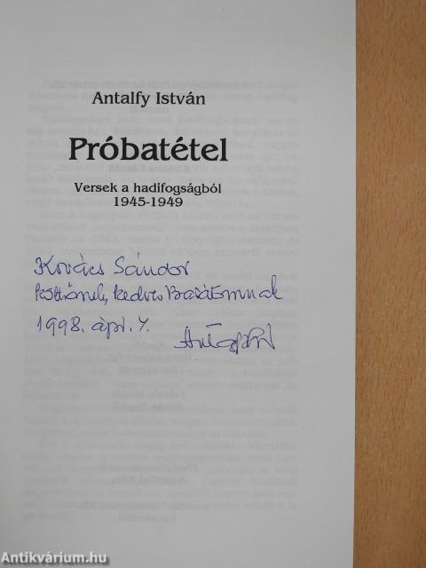 Próbatétel (dedikált példány)