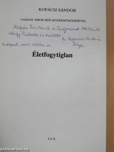 Életfogytiglan (dedikált példány)