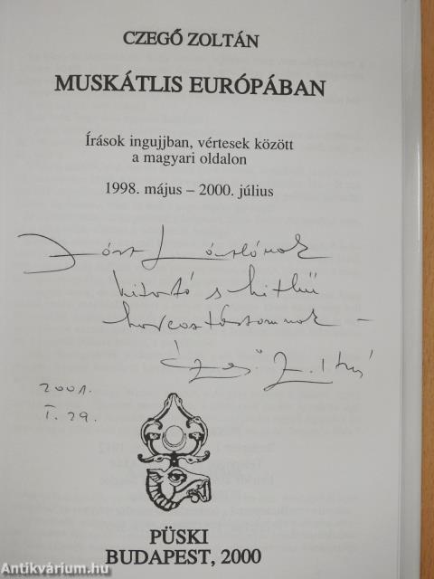 Muskátlis Európában (dedikált példány)