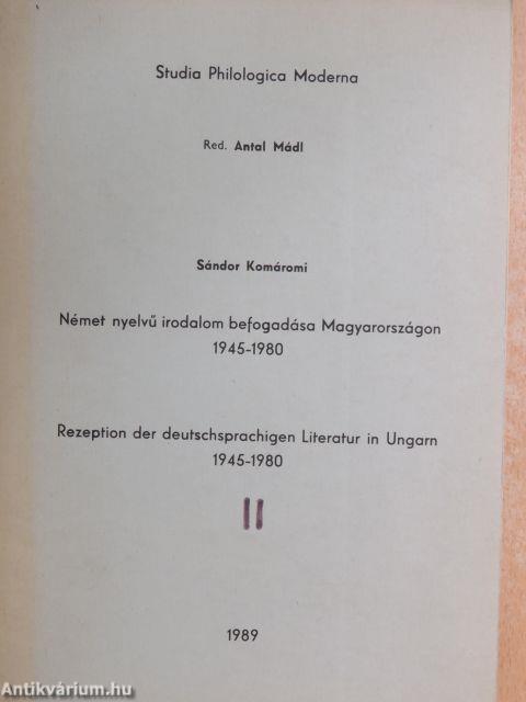 Német nyelvű irodalom befogadása Magyarországon 1945-1980 II.