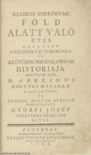 Klimius Miklósnak föld alatt való utja