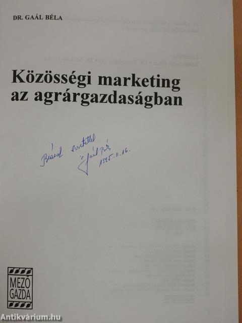 Közösségi marketing az agrárgazdaságban (dedikált példány)