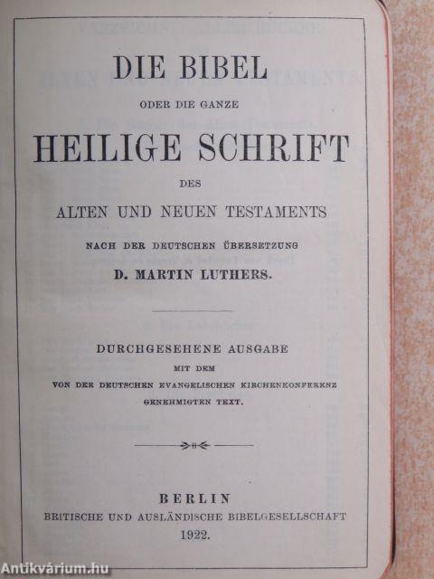 Die Bibel (Dr. Castiglione László könyvtárából)