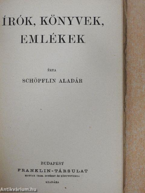 Írók, könyvek, emlékek