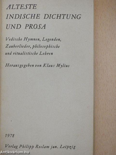 Älteste indische dichtung und prosa