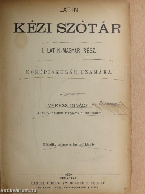 Latin kézi szótár I-II. (rossz állapotú)