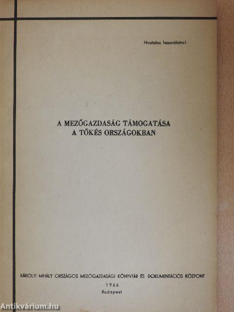 A mezőgazdaság támogatása a tőkés országokban