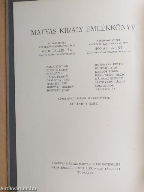 Mátyás király emlékkönyv I.