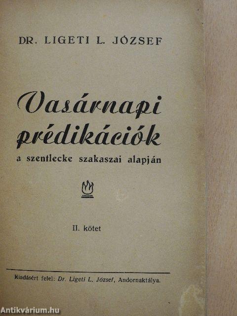 Vasárnapi prédikációk a szentlecke szakaszai alapján II.