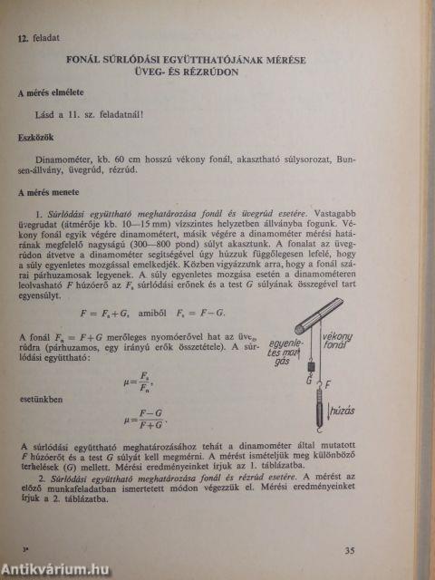 Munkafüzet a gimnáziumi fizikai mérési gyakorlatokhoz
