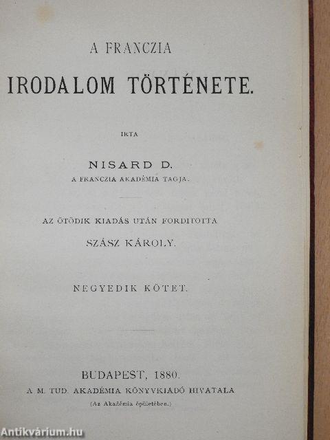 A franczia irodalom története IV.