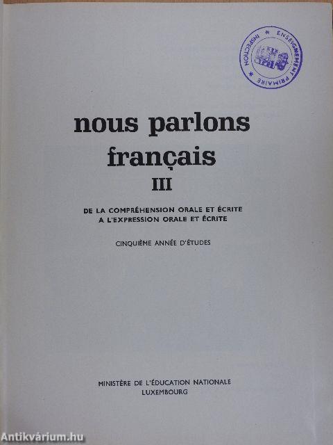 Nous parlons francais III.
